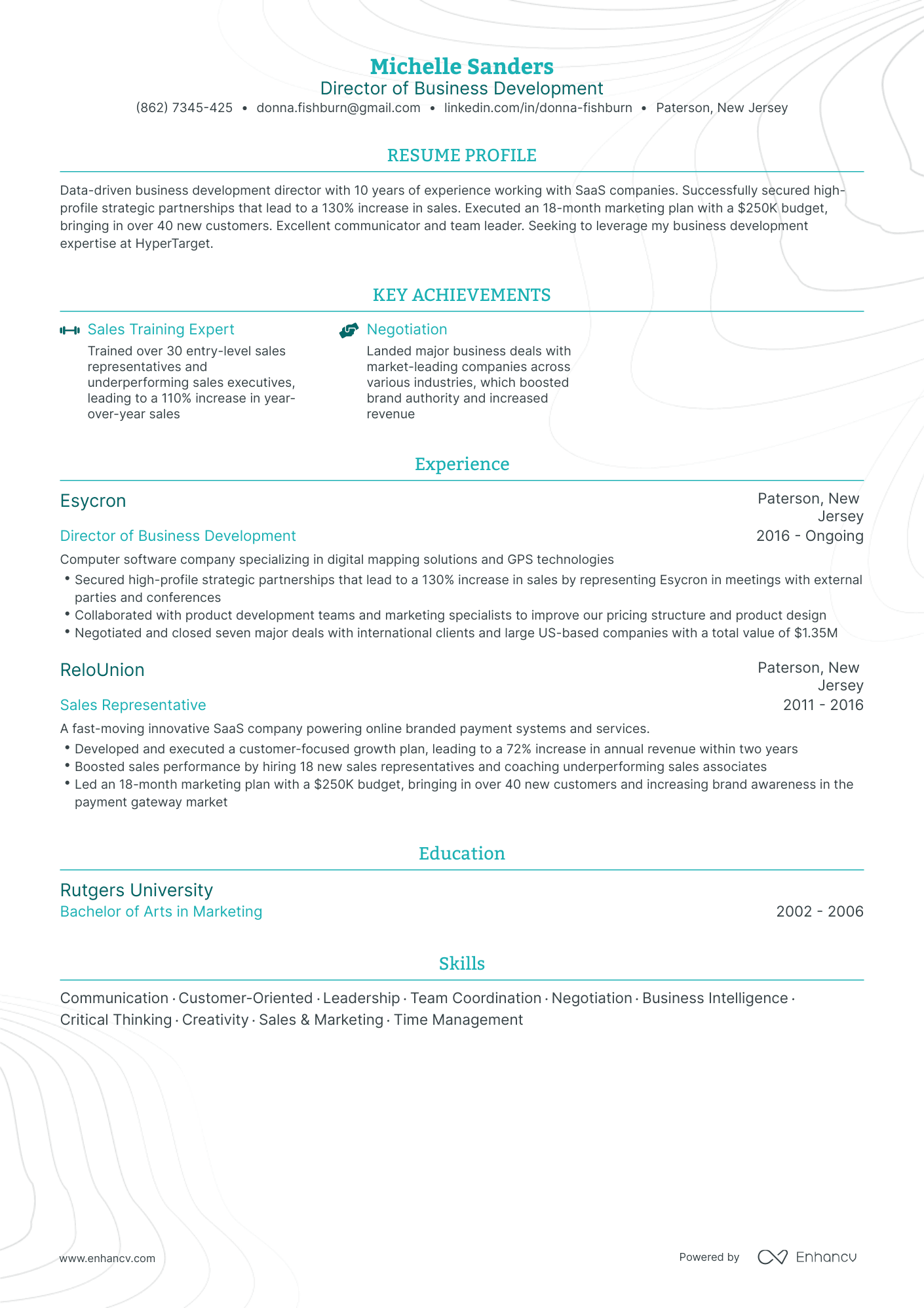 Director Of Business Development Resume Examples And Guide For 2023 Layout Skills Keywords 5090